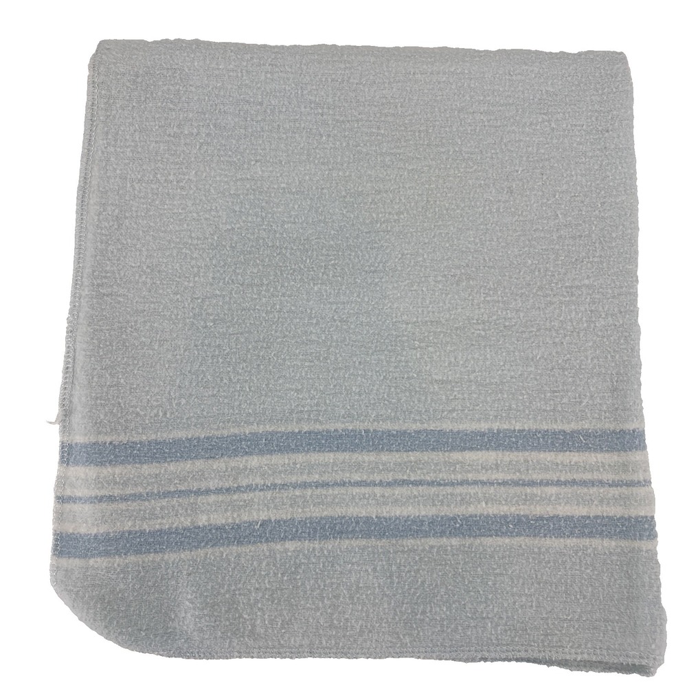Vintage Hospital Baby RECEIVING BLANKET Blue w White Stripes Flannel